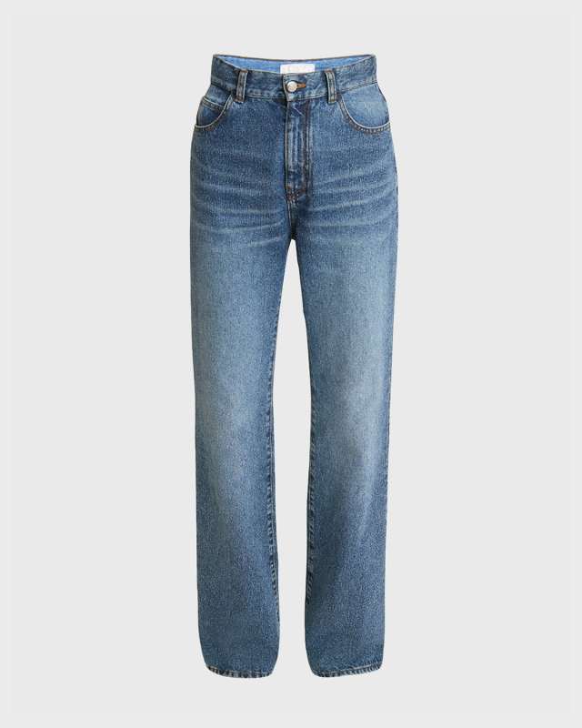 High-Rise Heart-Pocket Wide-Leg Denim Jeans